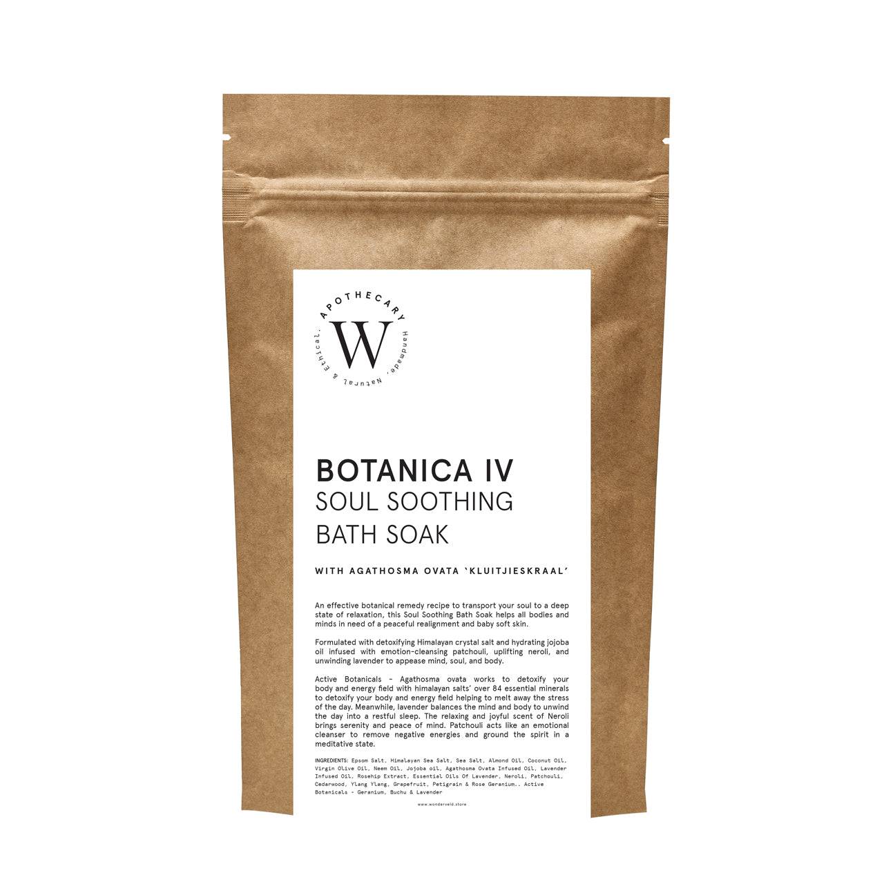 BOTANICA IV SOUL SOOTHING BATH SOAK with Agathosma Ovata 'Kluitjieskraal' - WONDERVELD APOTHECARY